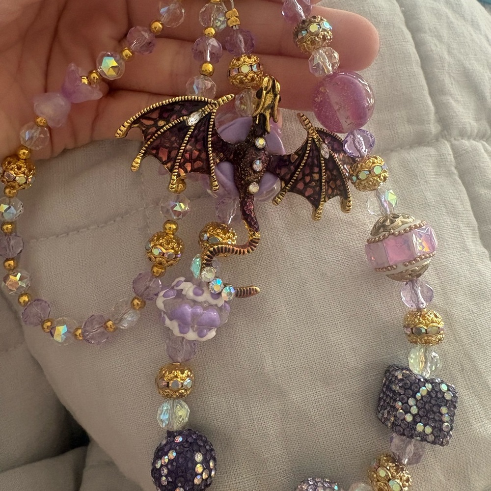 Purple and Gold Dragon Keychain/Phone Charm